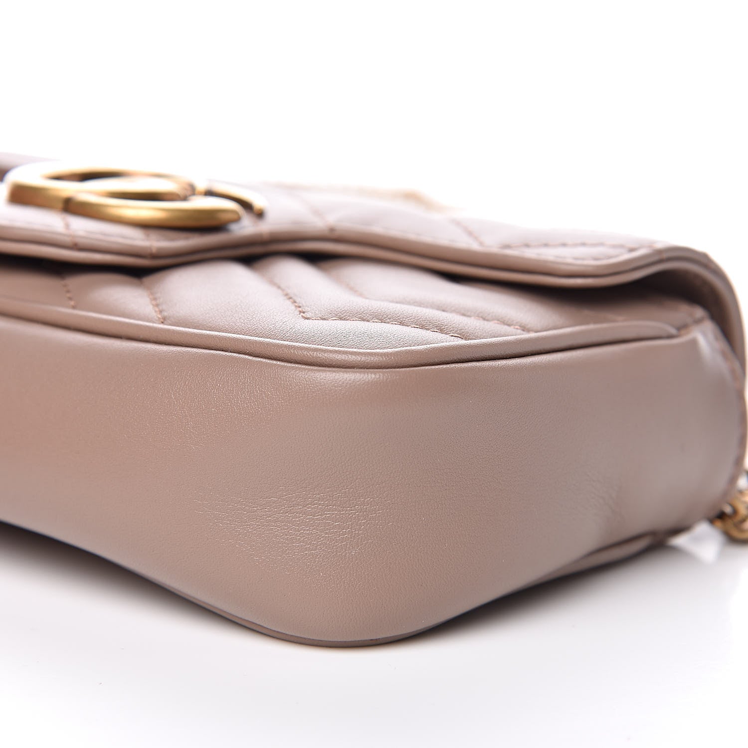 Gucci Calfskin Matelasse Super Mini GG Marmont Shoulder Bag Porcelain Rose 10 of 12