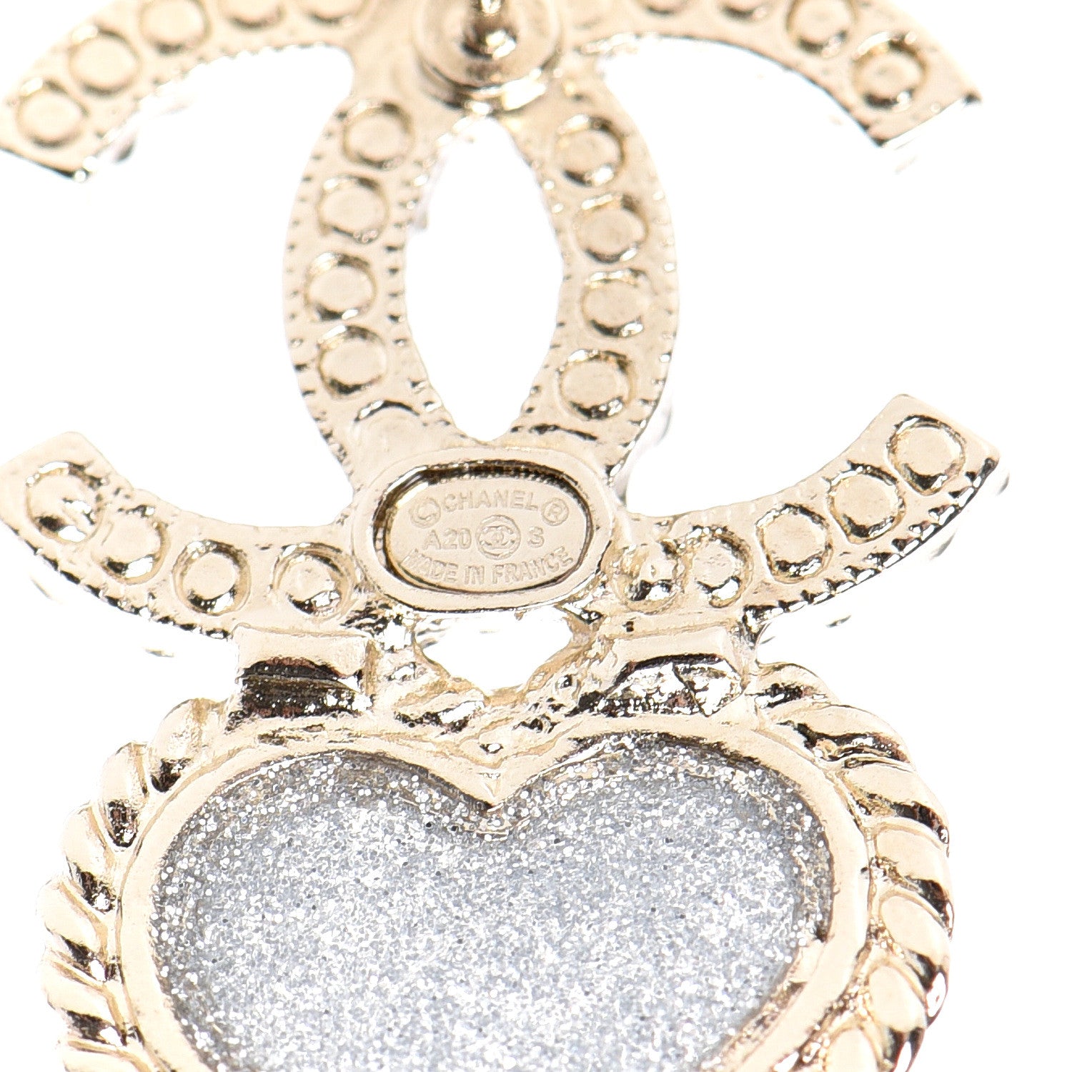 Chanel Crystal Enamel CC Star Heart Earrings Gold 4 of 5