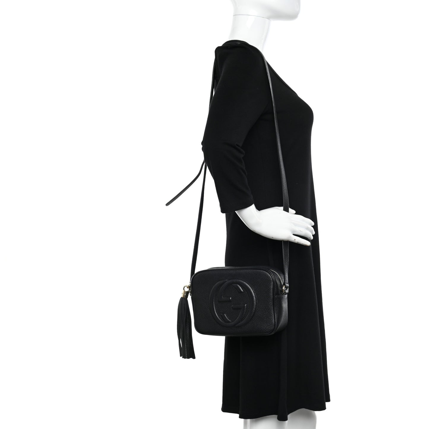 Pebbled Calfskin Small Soho Disco Bag Black