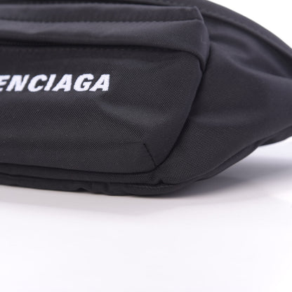 Balenciaga Sport Nylon Logo Embroidered Wheel Belt Bag Black White 10 of 10