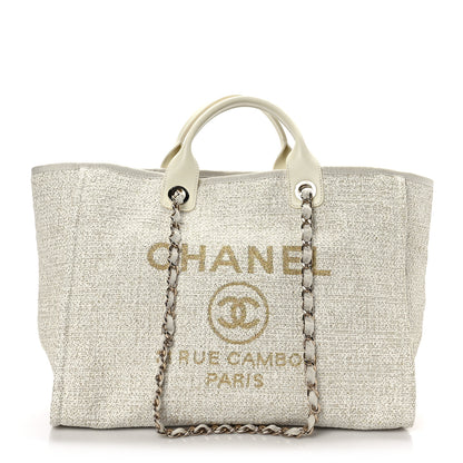 Chanel Lurex Boucle Medium Deauville Tote White 1 of 9