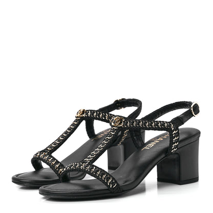 Chanel Lambskin CC Chain Braided Sandals 39 Black 3 of 9