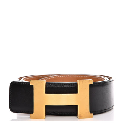 Hermes Box Chamonix 42mm Constance Reversible H Belt 100 Noir Natural 1 of 9