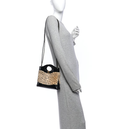 Chanel Shiny Lambskin Pony Hair Cheetah Printed Mini 31 Shopping Bag Light Beige Black 2 of 11