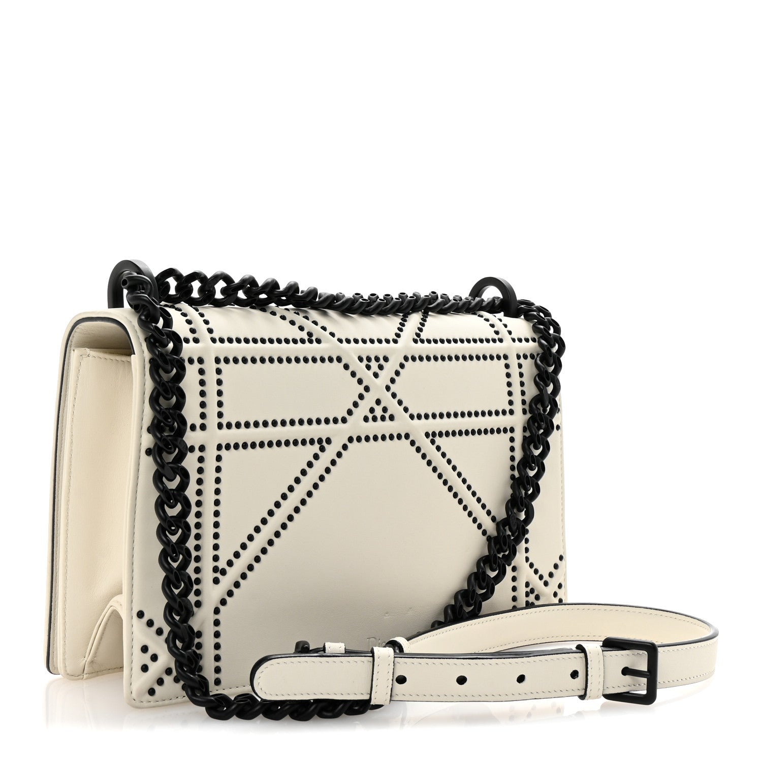 Christian Dior Ultra Matte Calfskin Studded Medium Diorama Flap Bag White Black 3 of 9