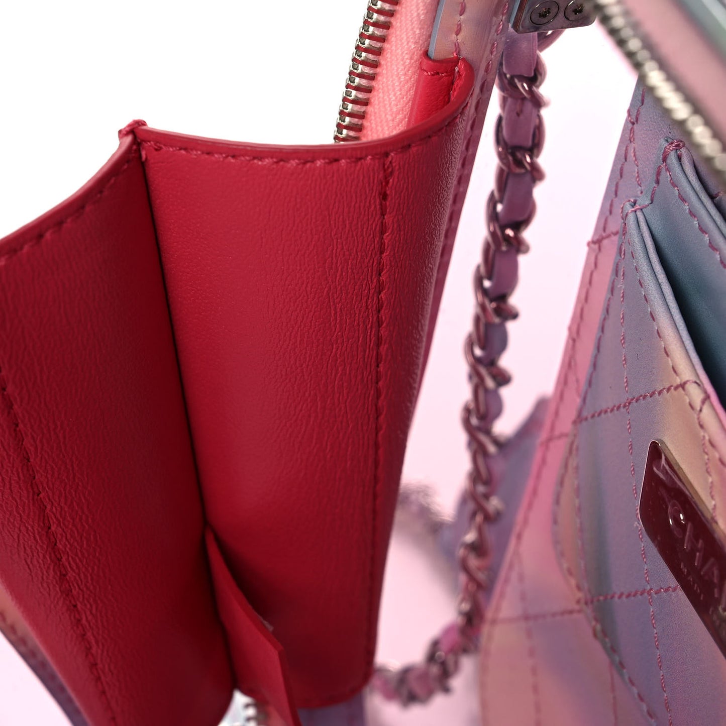 PVC Patent Calfskin Patent Lambskin Vertical Vanity Case Pink
