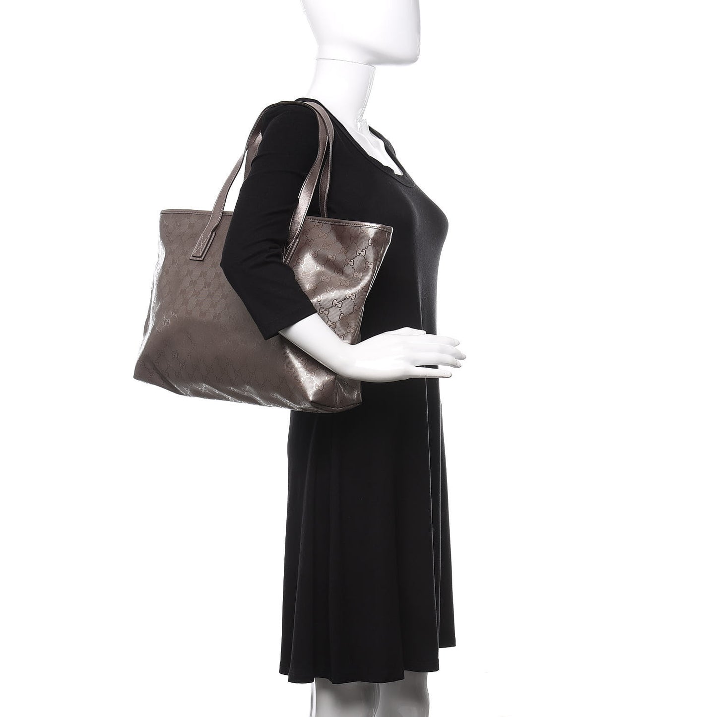 Imprime Monogram Medium Zippered Shopping Tote Pewter