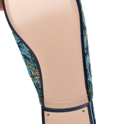 Gucci Iridescent Brocade Womens Princetown Slippers 40.5 Azure Multicolor Oro 7 of 9