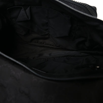 Gucci Nylon Monogram Double Buckle Flap Messenger Bag Black 4 of 9