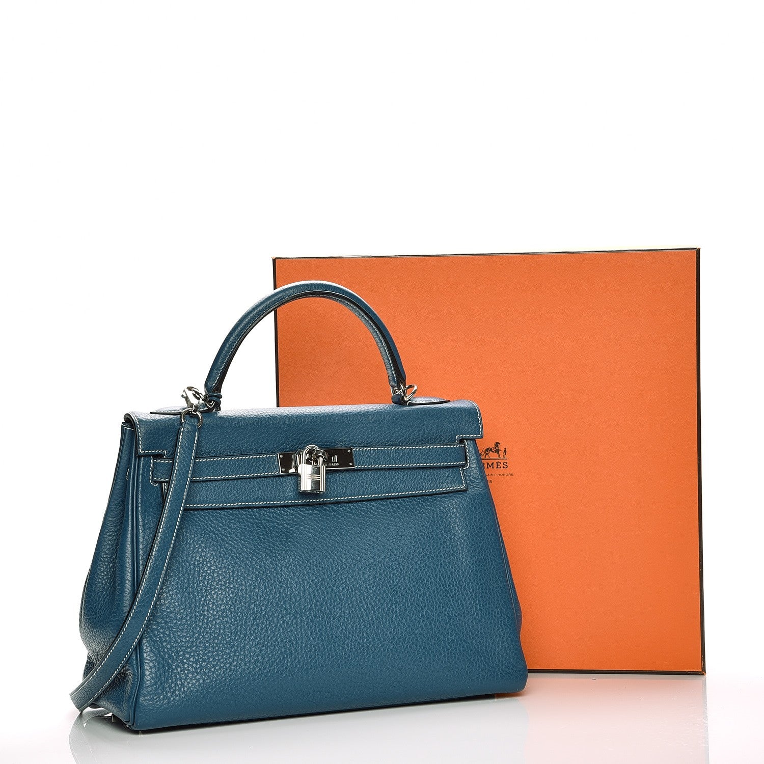 Hermes Taurillon Clemence Kelly Retourne 32 Blue Jean 39 of 40