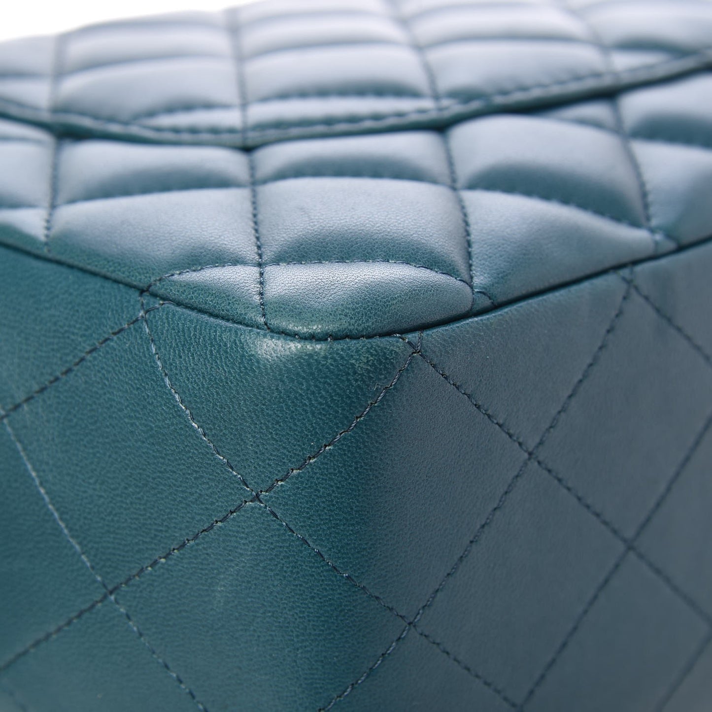 Lambskin Quilted Jumbo Single Flap Turquoise