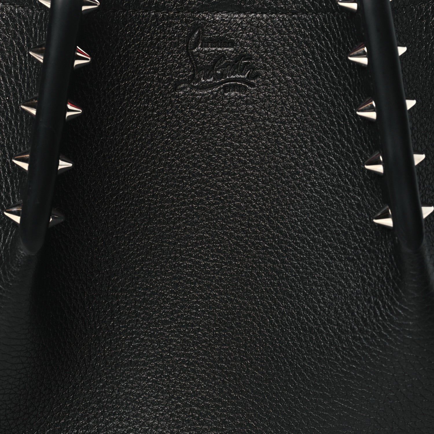 Christian Louboutin Calfskin Spiked Mini Cabarock Shopper Tote Black 8 of 10