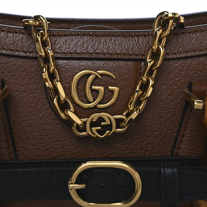 Gucci Textured Dollar Calfskin Web Small Diana Shoulder Bag Cuir Black 7 of 9