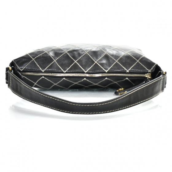 Chanel Leather Diamond Stitch Surpique Shoulder Bag Black 5 of 10