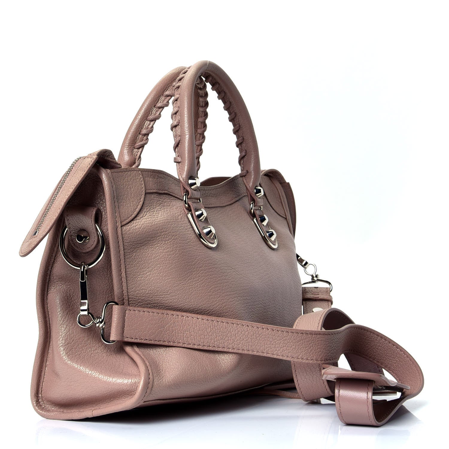 Balenciaga Shiny Goatskin Silver Metallic Edge Hardware S City Rose Des Sables 2 of 4