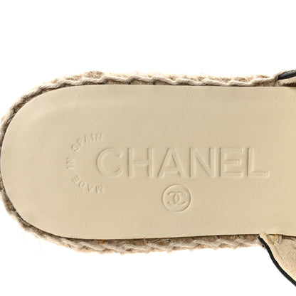 Chanel Iridescent Goatskin Patent CC Espadrille Mules 36 Black 8 of 10