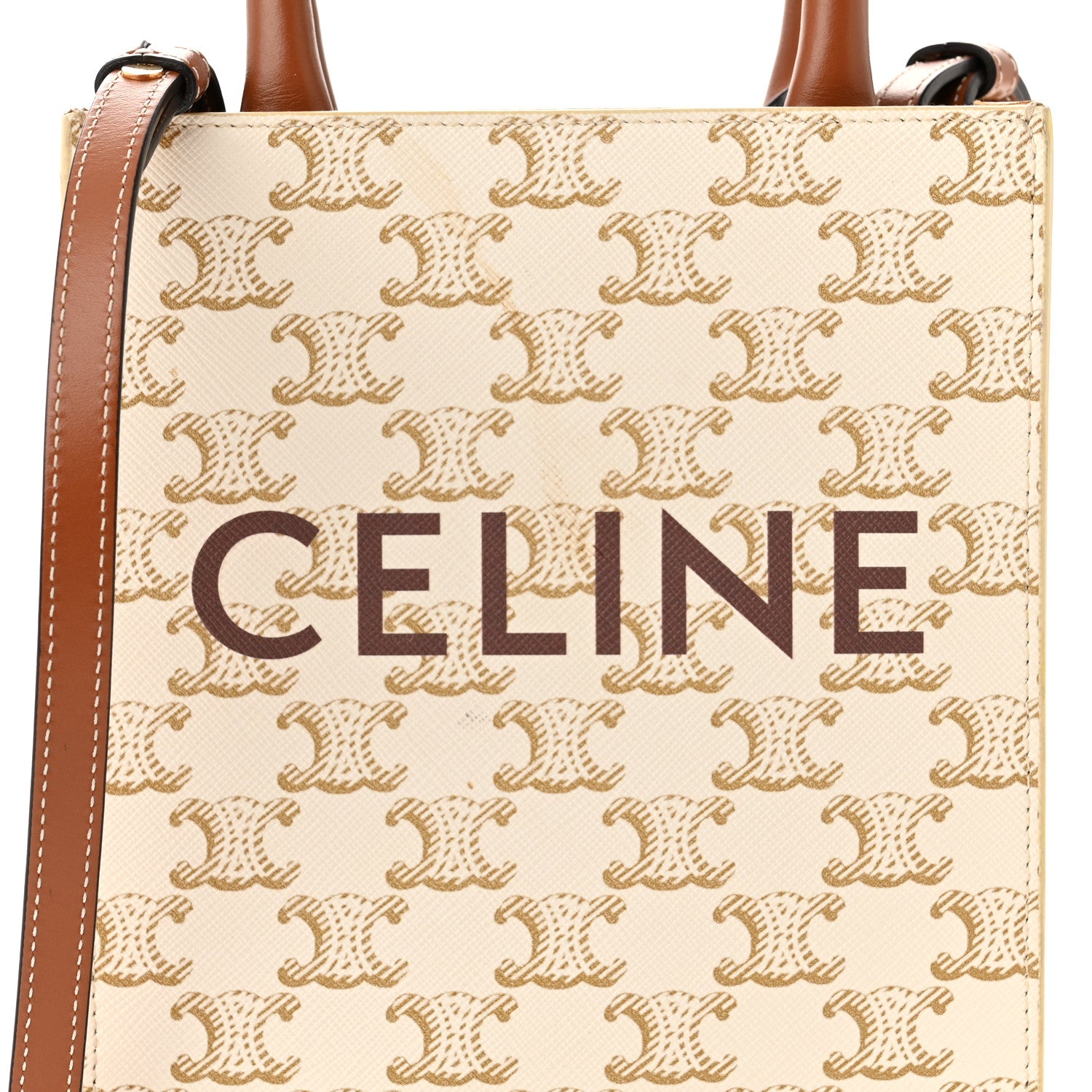 Celine Triomphe Canvas Calfskin Mini Vertical Cabas White 6 of 8