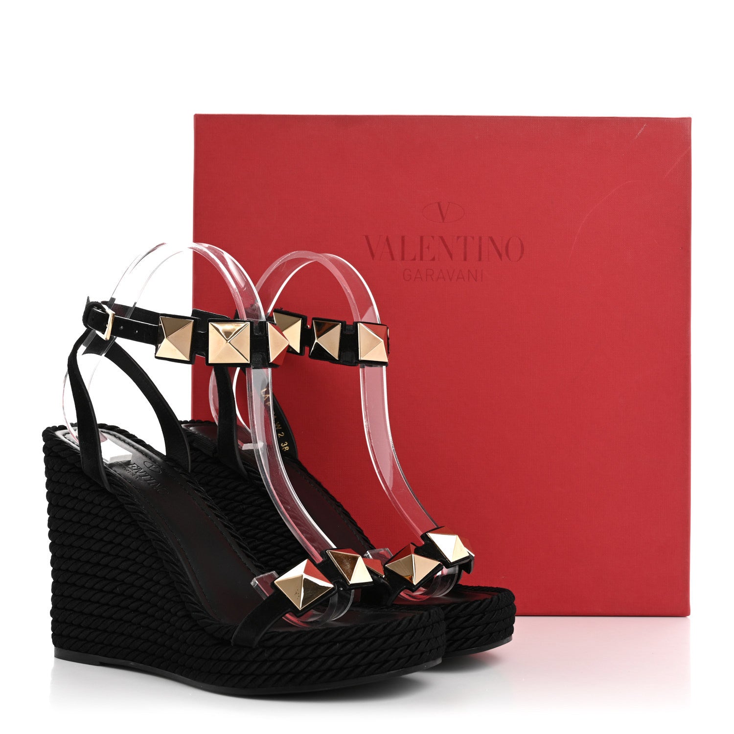 Valentino Garavani Suede Calfskin Roman Stud Espadrille Wedge