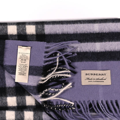 Burberry Cashmere Giant Check Fringe Scarf Purple 3 of 3