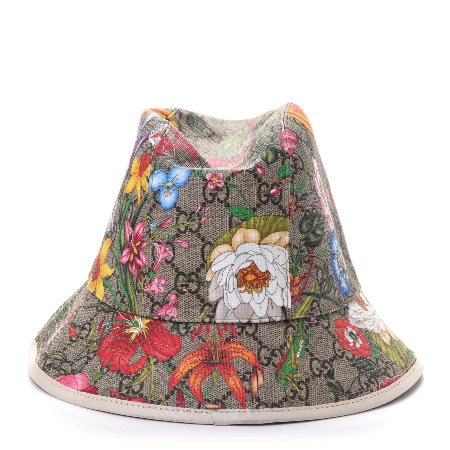 GG Supreme Monogram Flora Fedora Hat S White