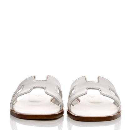 Hermes Box Calfskin Oran Sandals 35 White 2 of 9