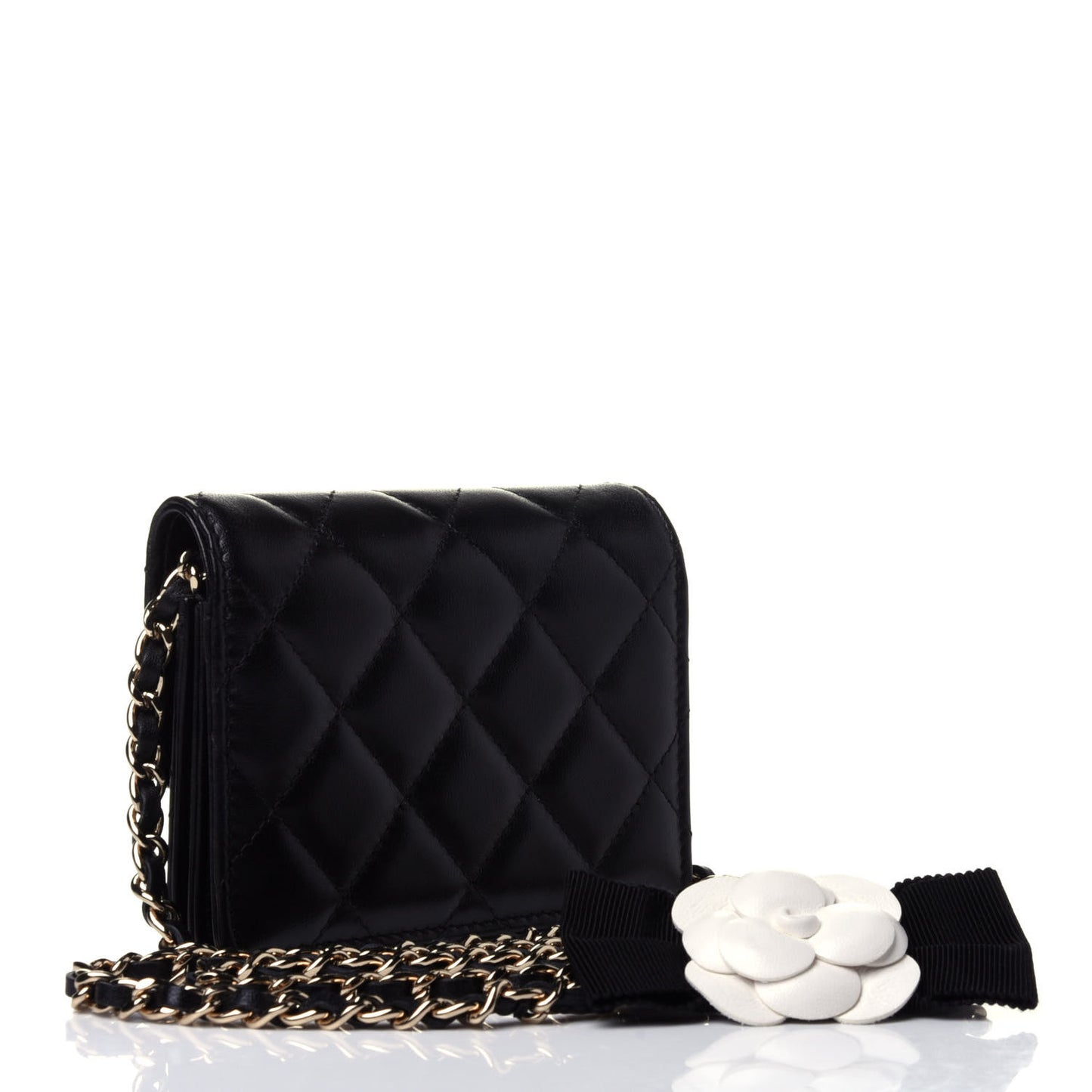 Lambskin Quilted My Chanel Lady Card Holder On Chain Black