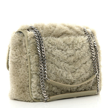 Saint Laurent Calfskin Shearling Monogram Medium Niki Chain Satchel Grey 3 of 12