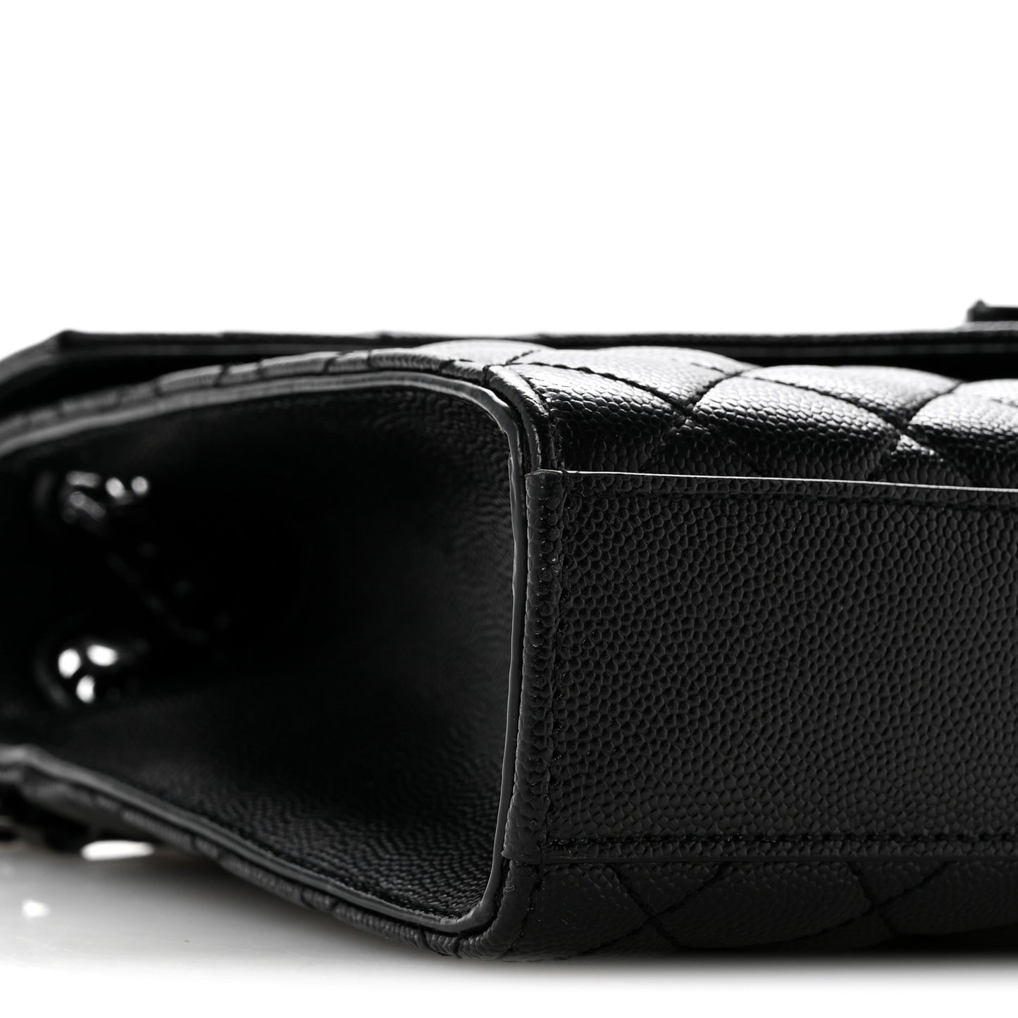 Grain De Poudre Textured Mixed Matelasse Triquilt Medium Monogram Monochrome Satchel Black
