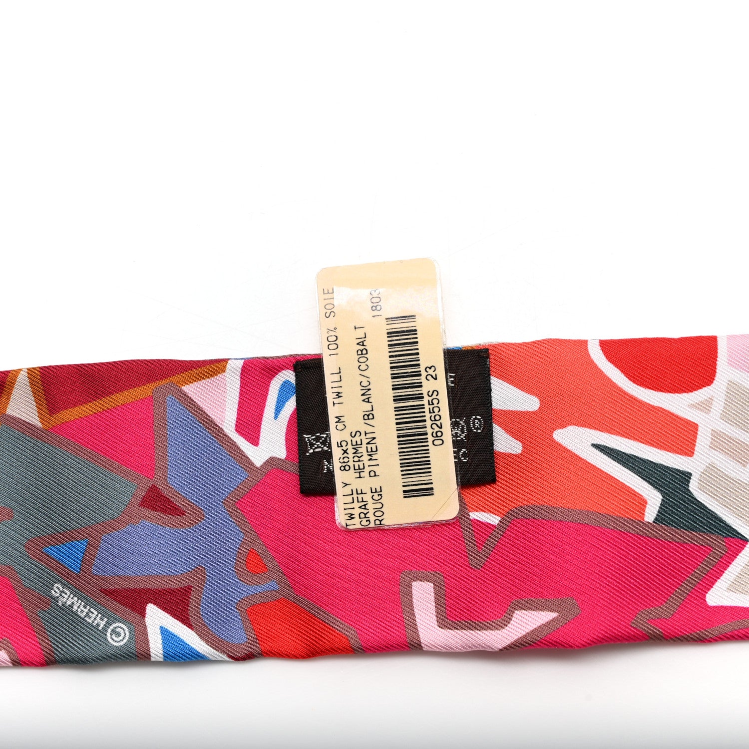Hermes Silk Graff Graffiti Twilly Rouge Piment White Cobalt 3 of 4
