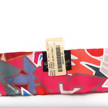 Hermes Silk Graff Graffiti Twilly Rouge Piment White Cobalt 3 of 4