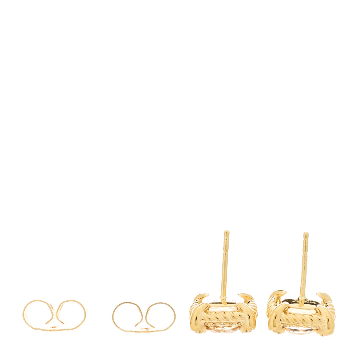David Yurman 18K Yellow Gold Diamond Citrine 5mm Chatelaine Pave Bezel Stud Earrings 3 of 4