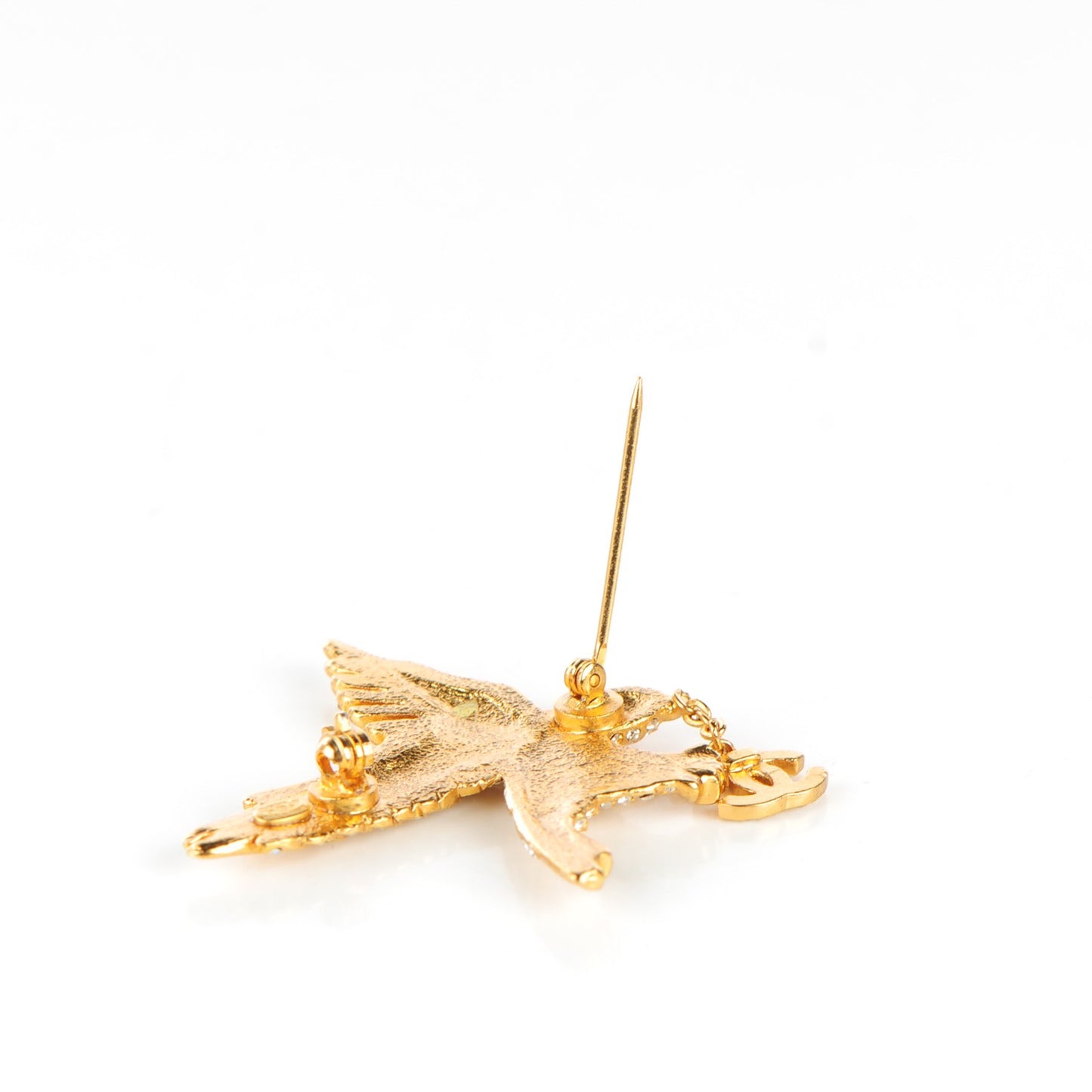 Crystal Falcon CC Brooch Gold