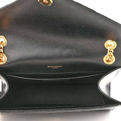 Saint Laurent Grain De Poudre Textured Mixed Matelasse Triquilt Medium Monogram Satchel Black 5 of 11
