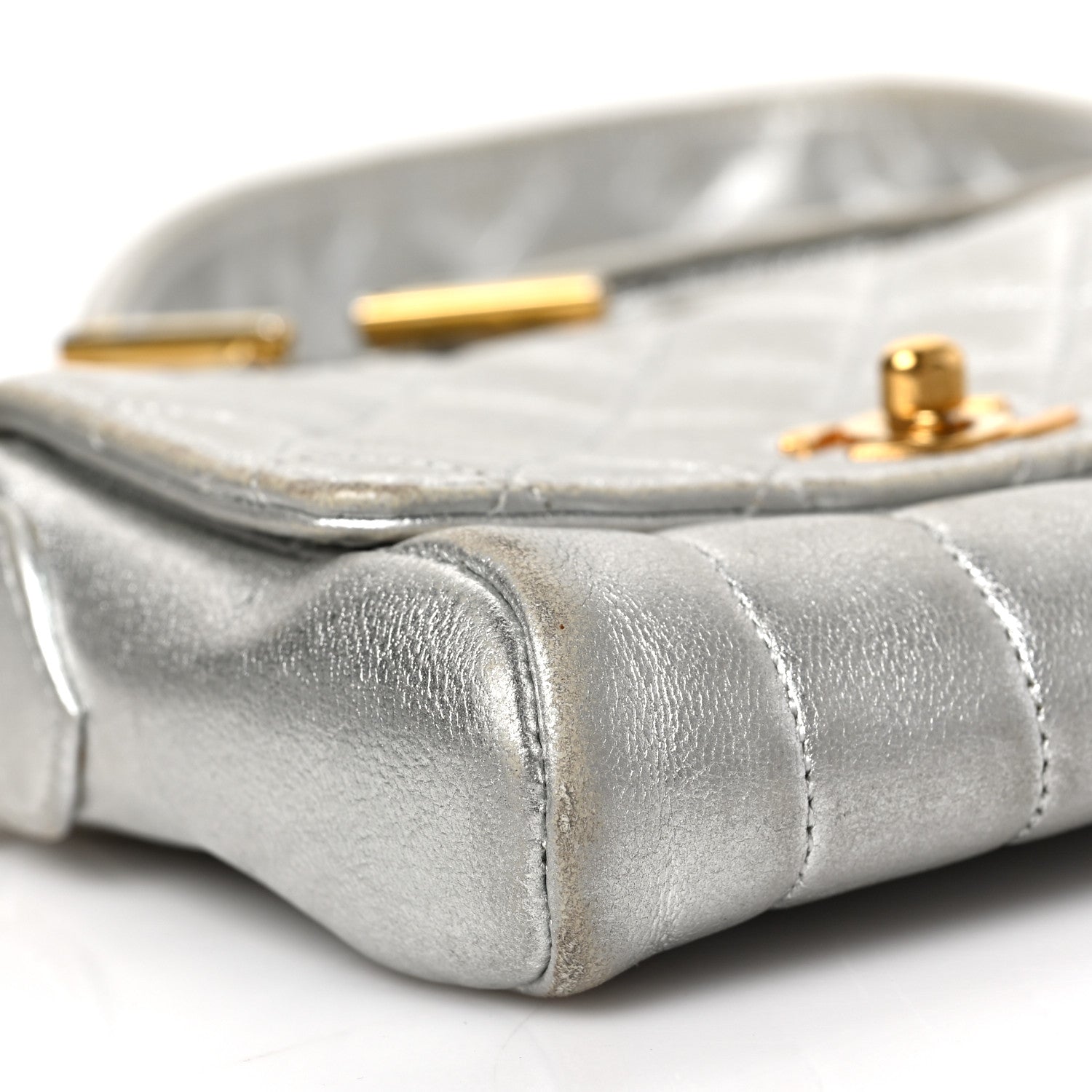 Chanel Metallic Lambskin Quilted Micro Flap Silver 7 of 8