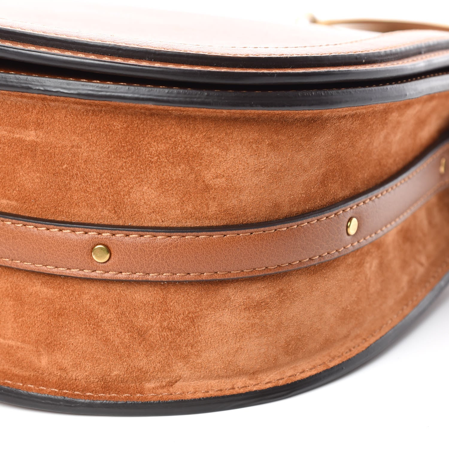 Chloe Calfskin Suede Medium Nile Bracelet Bag Caramel 9 of 11