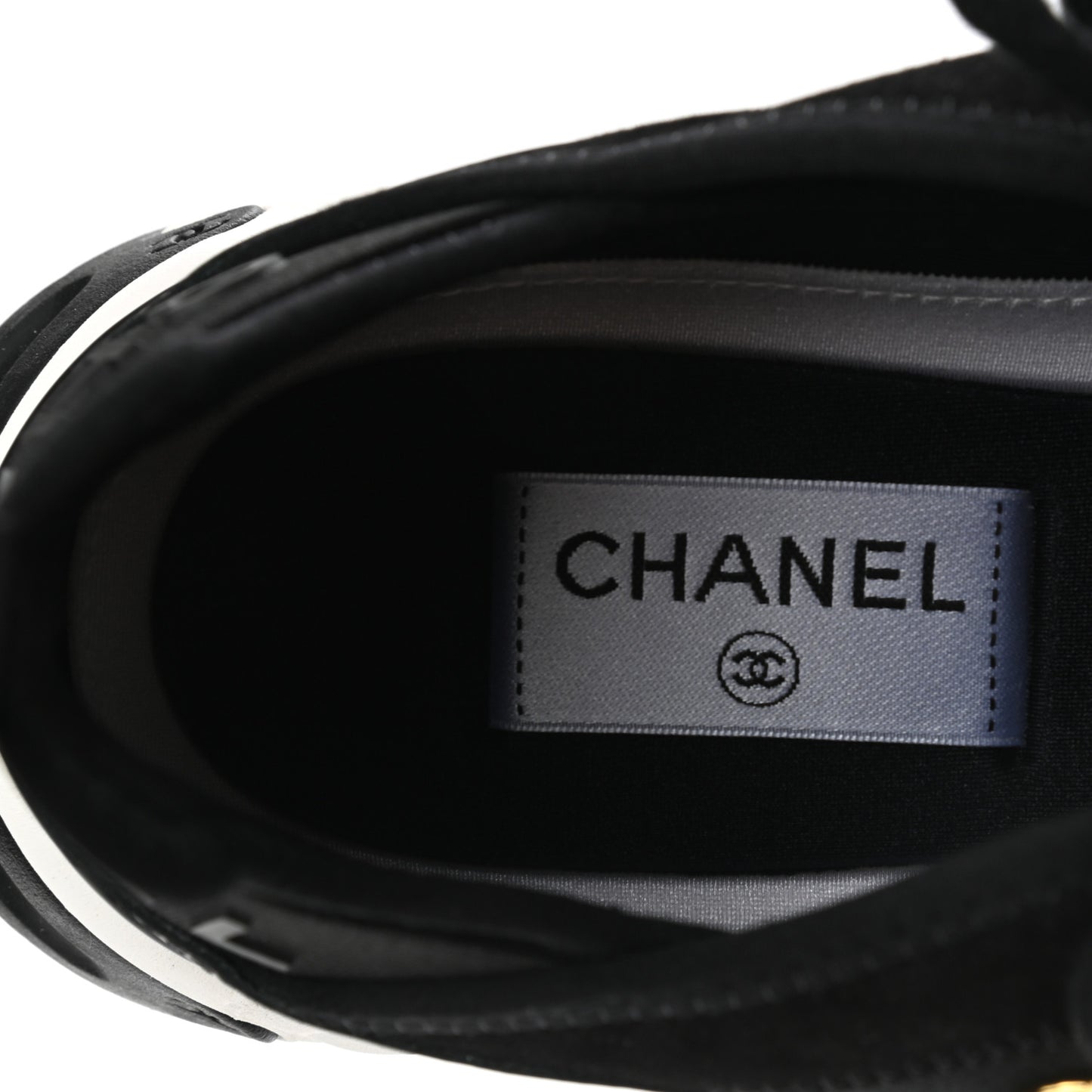 Velvet Calfskin Mixed Fibers CC Sneakers 38.5 Black