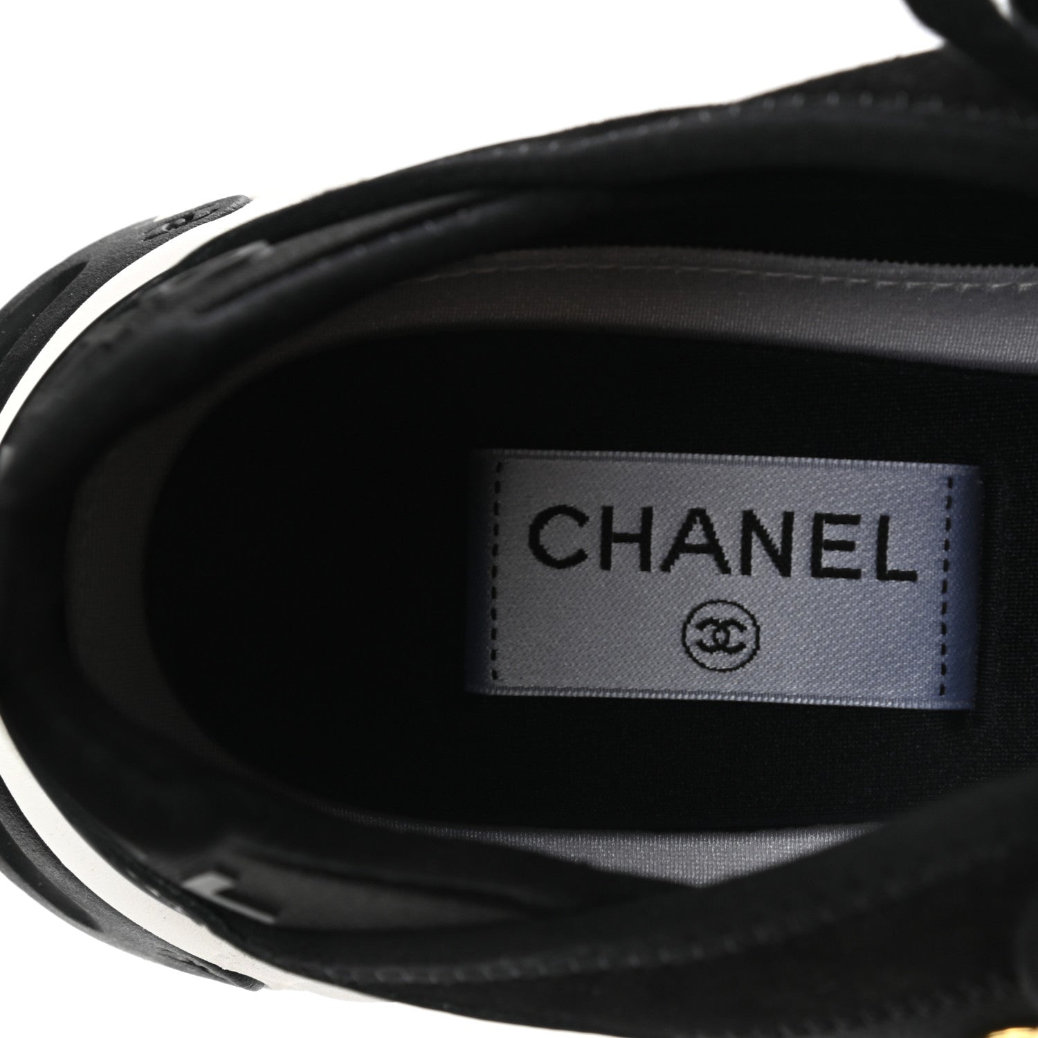 Chanel Velvet Calfskin Mixed Fibers CC Sneakers 38.5 Black 7 of 9