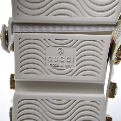 Gucci Calfskin Removable Crystals Bee Embroidered Ace Platform Sneakers 36 White 9 of 11