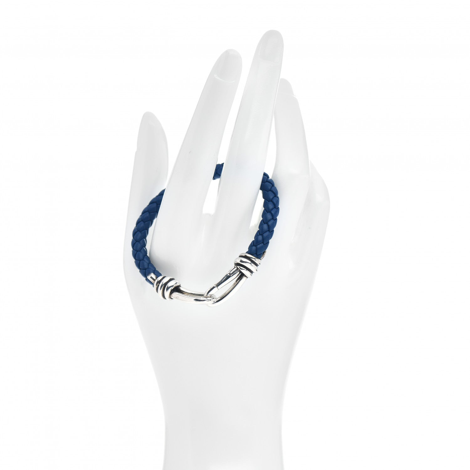 Tiffany Sterling Silver Leather Paloma Picasso Knot Single Braid Bracelet Blue 2 of 4