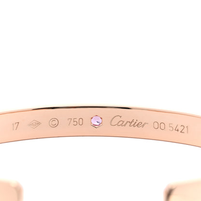 Cartier 18K Pink Gold Pink Sapphire LOVE Cuff Bracelet 17 3 of 4