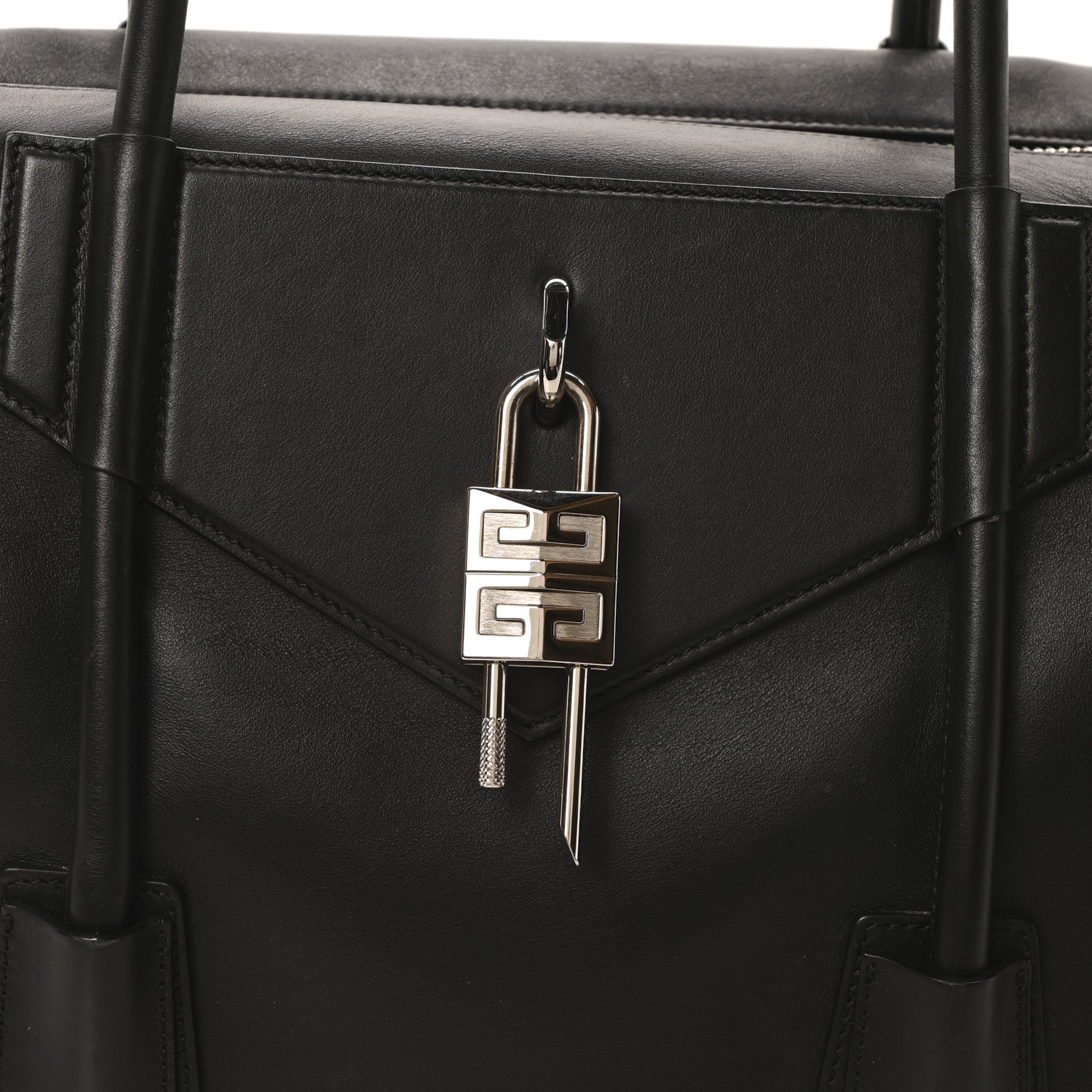 Givenchy Smooth Calfskin Medium Antigona Lock Duffle Bag Black 7 of 9