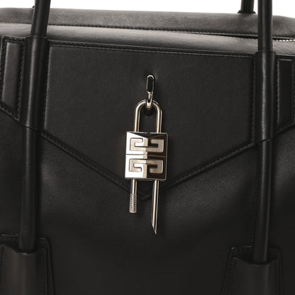 Givenchy Smooth Calfskin Medium Antigona Lock Duffle Bag Black 7 of 9