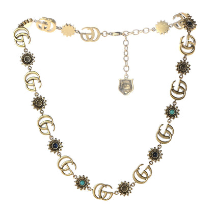 Gucci Metal Crystal Flower Feline Head Choker Aged Gold Multicolor 3 of 7