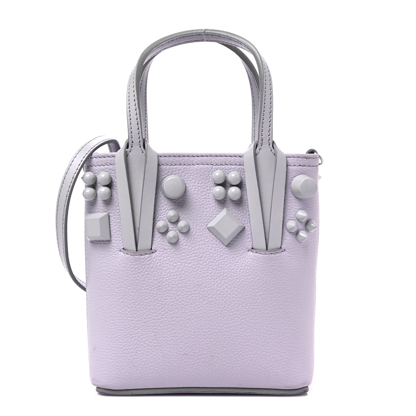 Calfskin Empire Spike Studded Mini North South Cabata Tote Lilac Smoke