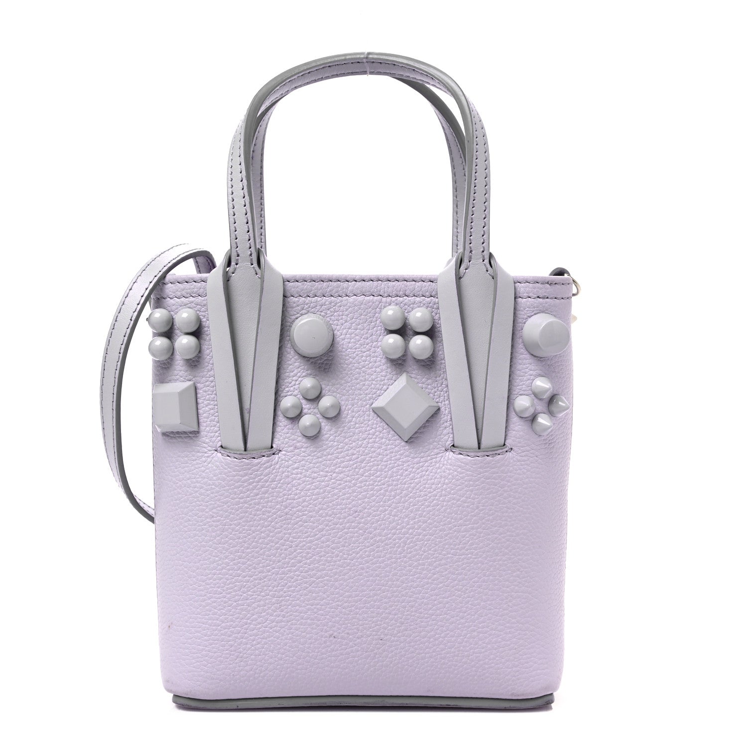 Christian Louboutin Calfskin Empire Spike Studded Mini North South Cabata Tote Lilac Smoke 1 of 9