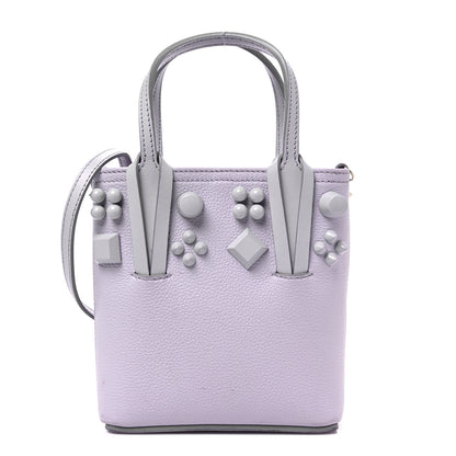 Christian Louboutin Calfskin Empire Spike Studded Mini North South Cabata Tote Lilac Smoke 1 of 9