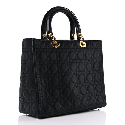 Christian Dior Lambskin Cannage Large Lady Dior Black 3 of 17