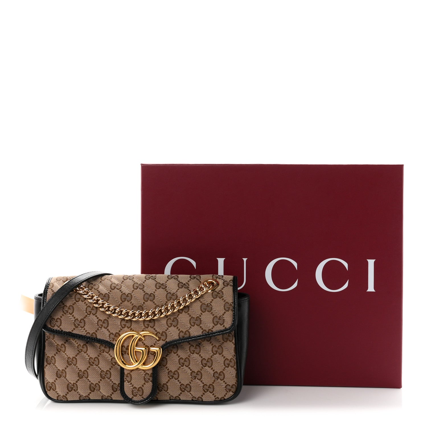 Gucci Monogram Matelasse Diagonal Small GG Marmont Shoulder Bag Beige Black 11 of 11