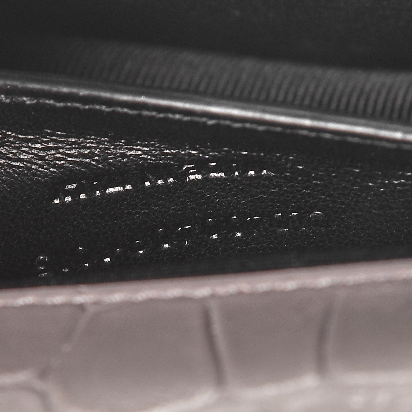 Croc Embosssed Calfskin Classic Kate Monogram Clutch Fog