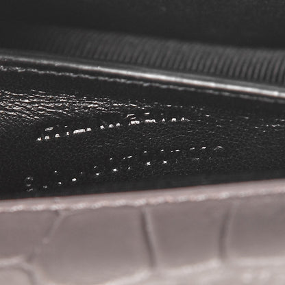 Saint Laurent Croc Embosssed Calfskin Classic Kate Monogram Clutch Fog 7 of 7